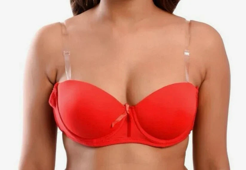 Women’s Red Strapless Transparent Bra