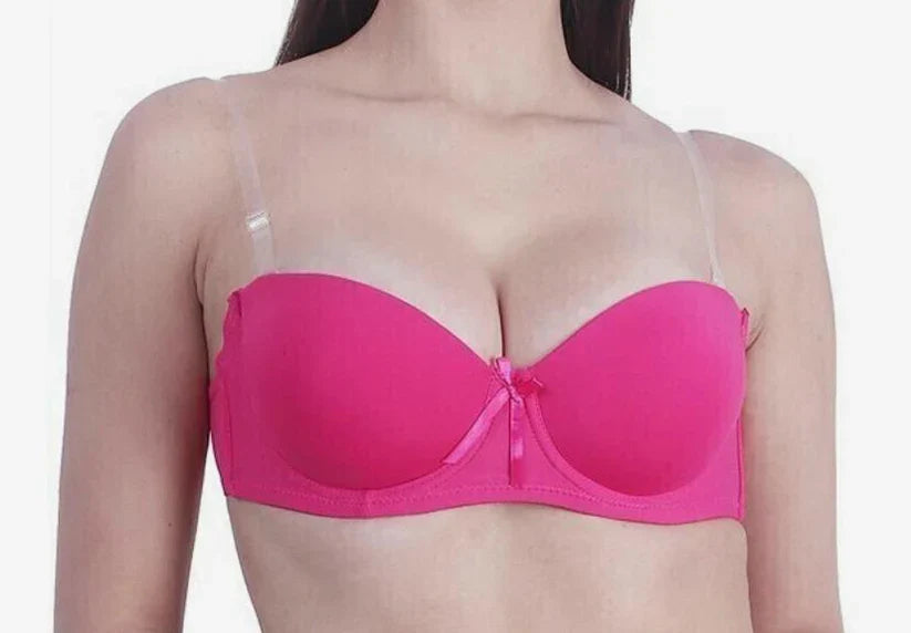 Women’s Hot Pink Strapless Transparent Bra