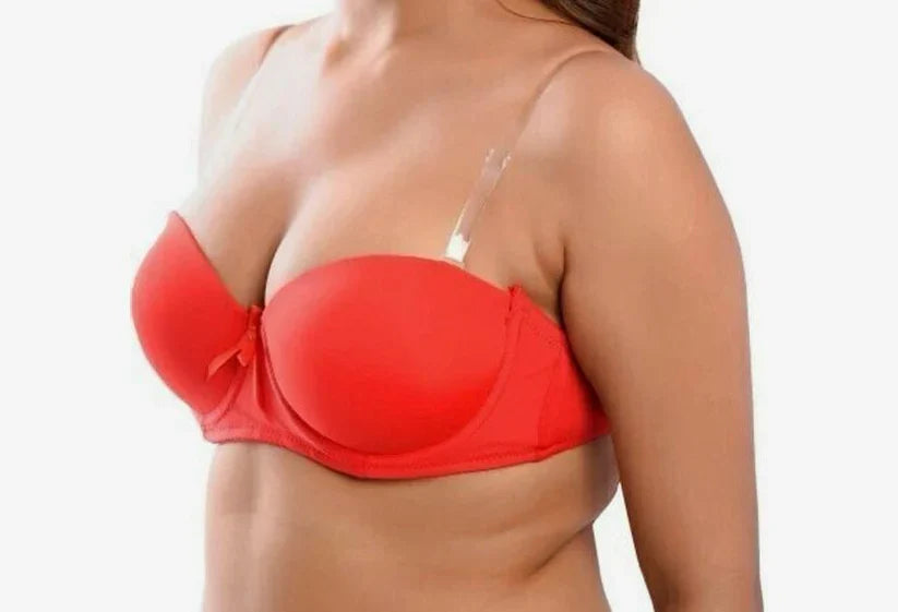 Women’s Red Strapless Transparent Bra