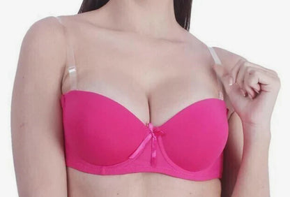 Women’s Hot Pink Strapless Transparent Bra