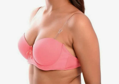 Women’s Pink Strapless Transparent Bra